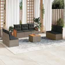 vidaXL 8-részes szürke polyrattan kerti ülőgarnitúra párnákkal kerti bútor