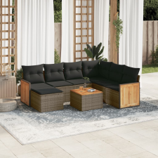 vidaXL 8-részes szürke polyrattan kerti ülőgarnitúra párnákkal kerti bútor