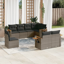 vidaXL 8-részes szürke polyrattan kerti ülőgarnitúra párnákkal kerti bútor
