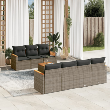vidaXL 8-részes szürke polyrattan kerti ülőgarnitúra párnákkal kerti bútor