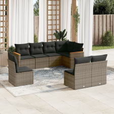 vidaXL 8-részes szürke polyrattan kerti ülőgarnitúra párnákkal kerti bútor