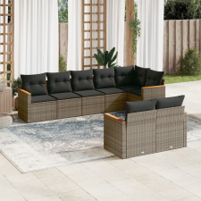 vidaXL 8-részes szürke polyrattan kerti ülőgarnitúra párnákkal kerti bútor
