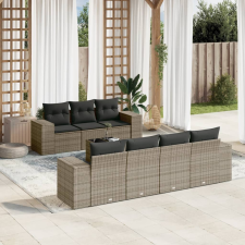 vidaXL 8-részes szürke polyrattan kerti ülőgarnitúra párnákkal kerti bútor