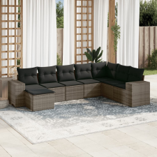 vidaXL 8-részes szürke polyrattan kerti ülőgarnitúra párnákkal kerti bútor