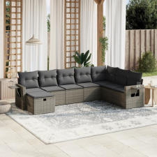 vidaXL 8 részes szürke polyrattan kerti ülőgarnitúra párnákkal kerti bútor