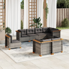 vidaXL 8 részes szürke polyrattan kerti ülőgarnitúra párnákkal kerti bútor