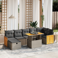 vidaXL 8 részes szürke polyrattan kerti ülőgarnitúra párnákkal kerti bútor