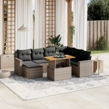 vidaXL 8 részes szürke polyrattan kerti ülőgarnitúra párnákkal kerti bútor