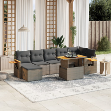 vidaXL 8 részes szürke polyrattan kerti ülőgarnitúra párnákkal kerti bútor