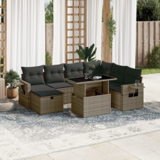vidaXL 8 részes szürke polyrattan kerti ülőgarnitúra párnákkal kerti bútor