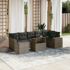 vidaXL 8 részes szürke polyrattan kerti ülőgarnitúra párnákkal kerti bútor