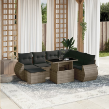 vidaXL 8 részes szürke polyrattan kerti ülőgarnitúra párnákkal kerti bútor