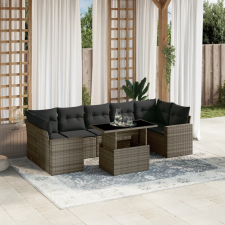 vidaXL 8 részes szürke polyrattan kerti ülőgarnitúra párnákkal kerti bútor