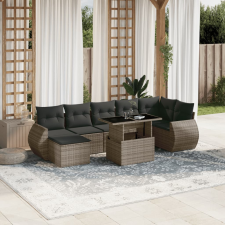 vidaXL 8 részes szürke polyrattan kerti ülőgarnitúra párnákkal kerti bútor