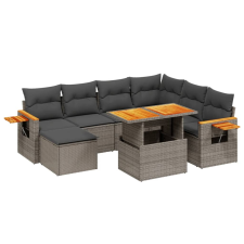 vidaXL 8 részes szürke polyrattan kerti ülőgarnitúra párnákkal kerti bútor