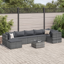 vidaXL 8 részes szürke polyrattan kerti ülőgarnitúra párnákkal kerti bútor