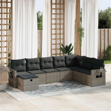 vidaXL 8 részes szürke polyrattan kerti ülőgarnitúra párnákkal kerti bútor