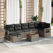 vidaXL 8 részes szürke polyrattan kerti ülőgarnitúra párnákkal kerti bútor