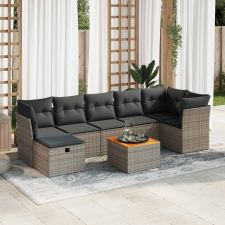 vidaXL 8 részes szürke polyrattan kerti ülőgarnitúra párnákkal kerti bútor