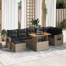 vidaXL 8 részes szürke polyrattan kerti ülőgarnitúra párnákkal kerti bútor