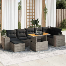 vidaXL 8 részes szürke polyrattan kerti ülőgarnitúra párnákkal kerti bútor