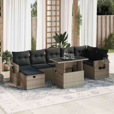 vidaXL 8 részes szürke polyrattan kerti ülőgarnitúra párnákkal kerti bútor