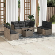 vidaXL 8-részes szürke polyrattan kerti ülőgarnitúra párnákkal kerti bútor