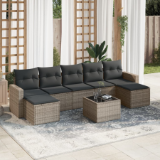 vidaXL 8-részes szürke polyrattan kerti ülőgarnitúra párnákkal kerti bútor