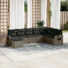 vidaXL 8-részes szürke polyrattan kerti ülőgarnitúra párnákkal kerti bútor