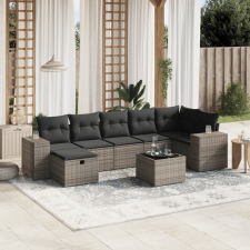 vidaXL 8-részes szürke polyrattan kerti ülőgarnitúra párnákkal kerti bútor