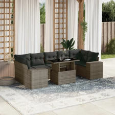 vidaXL 8 részes szürke polyrattan kerti ülőgarnitúra párnákkal kerti bútor
