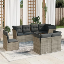 vidaXL 8-részes szürke polyrattan kerti ülőgarnitúra párnákkal kerti bútor