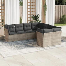 vidaXL 8-részes szürke polyrattan kerti ülőgarnitúra párnákkal kerti bútor