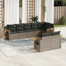vidaXL 8-részes szürke polyrattan kerti ülőgarnitúra párnákkal kerti bútor