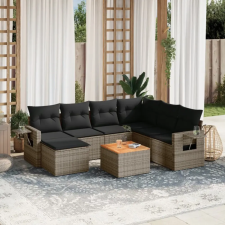 vidaXL 8-részes szürke polyrattan kerti ülőgarnitúra párnákkal kerti bútor