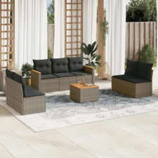 vidaXL 8-részes szürke polyrattan kerti ülőgarnitúra párnákkal kerti bútor
