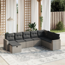 vidaXL 8-részes szürke polyrattan kerti ülőgarnitúra párnákkal kerti bútor