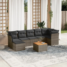 vidaXL 8-részes szürke polyrattan kerti ülőgarnitúra párnákkal kerti bútor