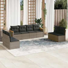 vidaXL 8-részes szürke polyrattan kerti ülőgarnitúra párnákkal kerti bútor