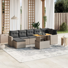 vidaXL 8-részes szürke polyrattan kerti ülőgarnitúra párnákkal kerti bútor