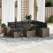 vidaXL 8 részes szürke polyrattan kerti ülőgarnitúra párnákkal kerti bútor