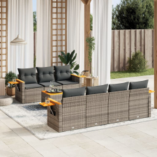 vidaXL 8-részes szürke polyrattan kerti ülőgarnitúra párnákkal kerti bútor