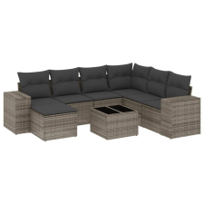 vidaXL 8-részes szürke polyrattan kerti ülőgarnitúra párnákkal (3222909) kerti bútor