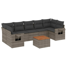 vidaXL 8-részes szürke polyrattan kerti ülőgarnitúra párnákkal (3224478) kerti bútor