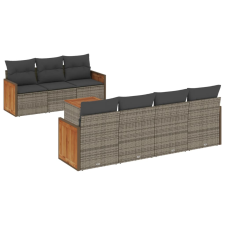 vidaXL 8-részes szürke polyrattan kerti ülőgarnitúra párnákkal (3259890) kerti bútor