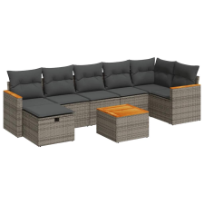 vidaXL 8 részes szürke polyrattan kerti ülőgarnitúra párnákkal (3325938) kerti bútor
