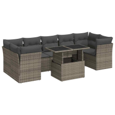 vidaXL 8 részes szürke polyrattan kerti ülőgarnitúra párnákkal (3326121) kerti bútor
