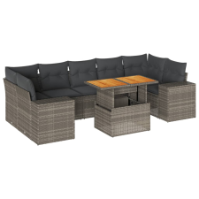 vidaXL 8 részes szürke polyrattan kerti ülőgarnitúra párnákkal (3327350) kerti bútor