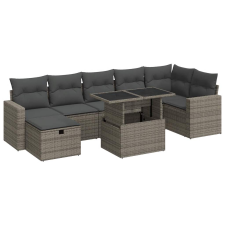 vidaXL 8 részes szürke polyrattan kerti ülőgarnitúra párnákkal (3327830) kerti bútor