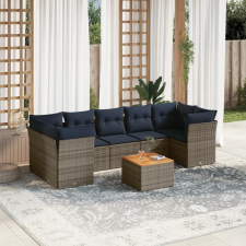 vidaXL 8 részes szürke polyrattan kerti ülőgarnitúra párnával (3255844) kerti bútor
